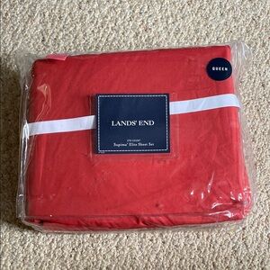 Lands' End Scarlet Red Supima Queen Sheet Set